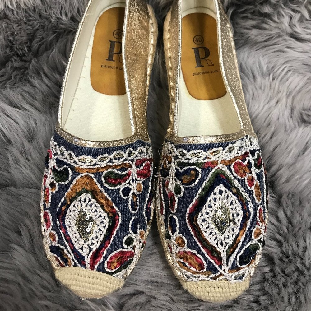 Pia Rossini | Women's Espadrille Shoes | Gold & Blue | 40